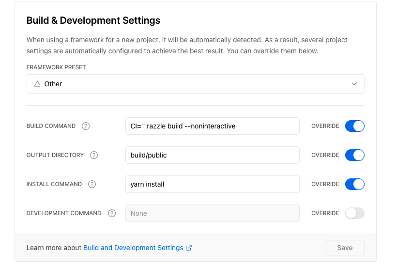 Build and Deployment Settings