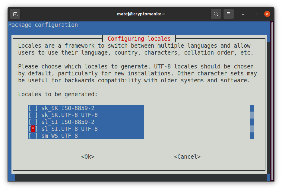 Reconfiguring locales