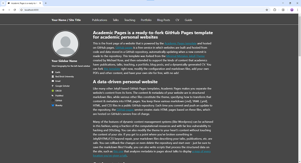 Dark Mode theme for Academic Pages