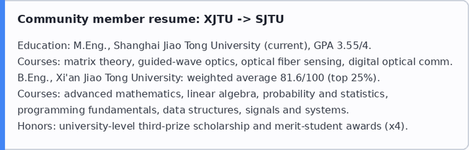 Osnovne studije na Xi'an Jiaotong Univerzitetu, magistarske studije na Shanghai Jiaotong Univerzitetu