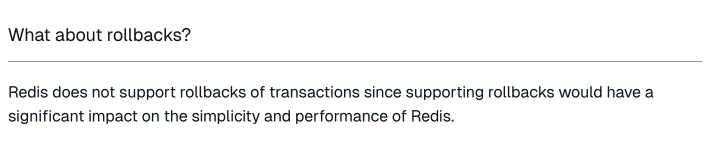 redis.io: Ne podržava rollback transakcije