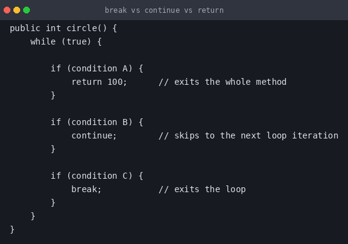 break, continue, return