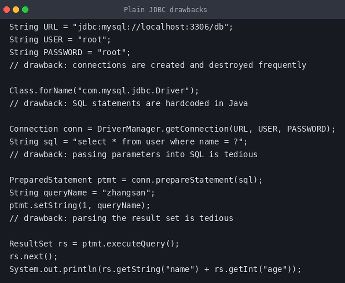Nedostaci JDBC programiranja