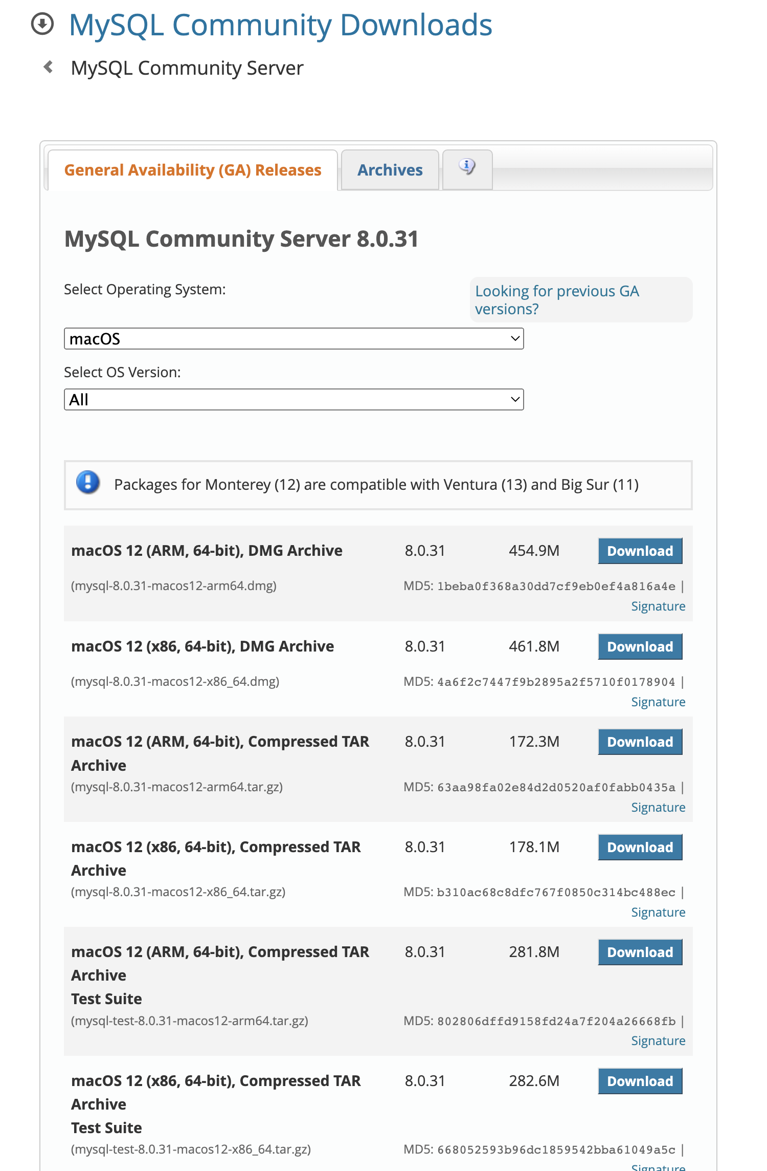 Preuzimanje sa zvaničnog sajta MySQL-a