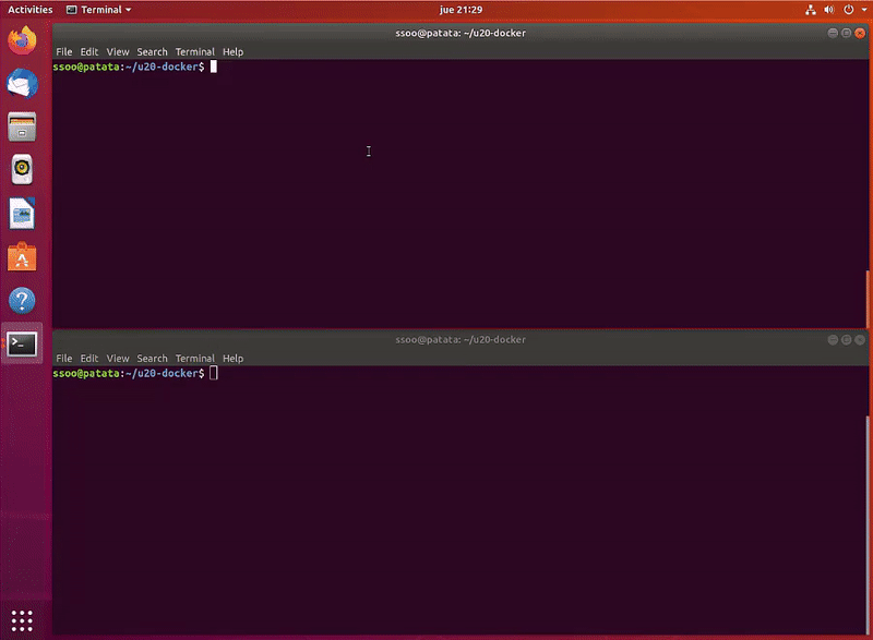 Example of using 2 containers in Linux, and using each one with netcat