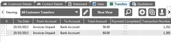 Accounting Software customer statement transfer