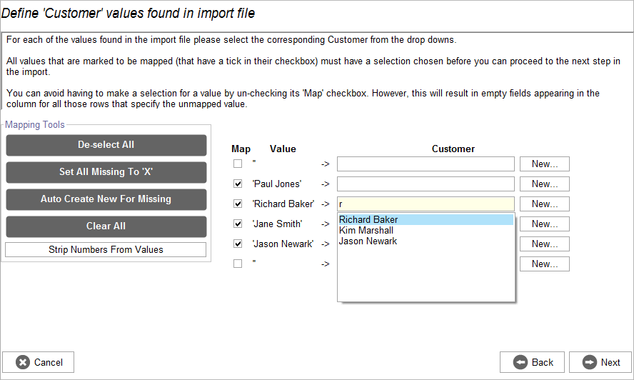 Accounting Software import map customers