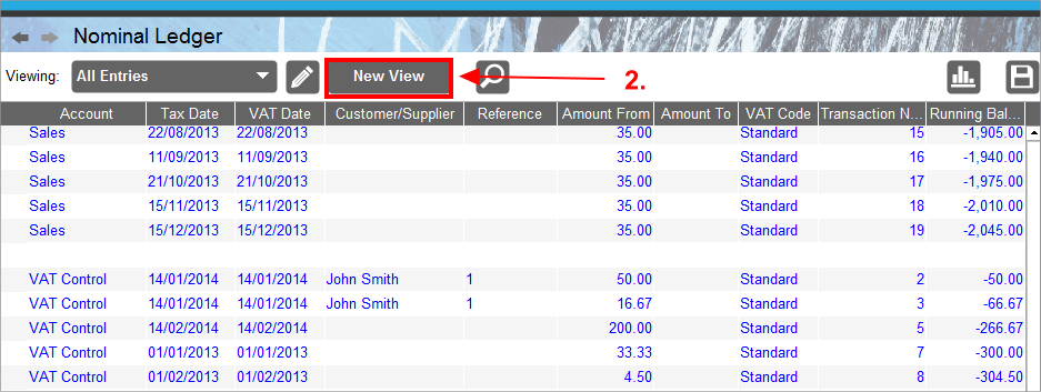 Accounting Software screenshot amount brought forward 2