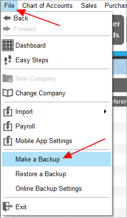 Accounting Software screenshot business make backup