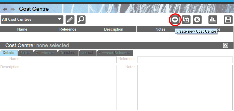 Accounting Software screenshot cost centres 2