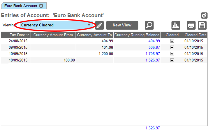 Accounting Software screenshot reconciling multi currency 3