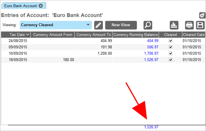 Accounting Software screenshot reconciling multi currency 4