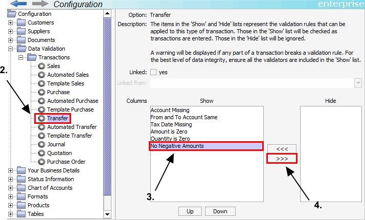 Accounting Software screenshot show negatives business