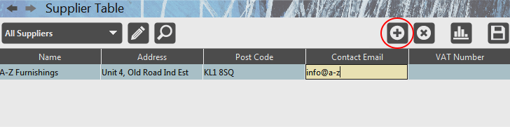 Accounting Software screenshot supplier table add new supplier