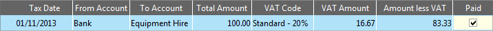 Accounting Software table sample transaction 5