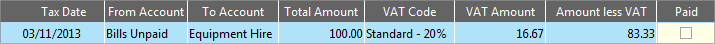 Accounting Software table sample transaction 6