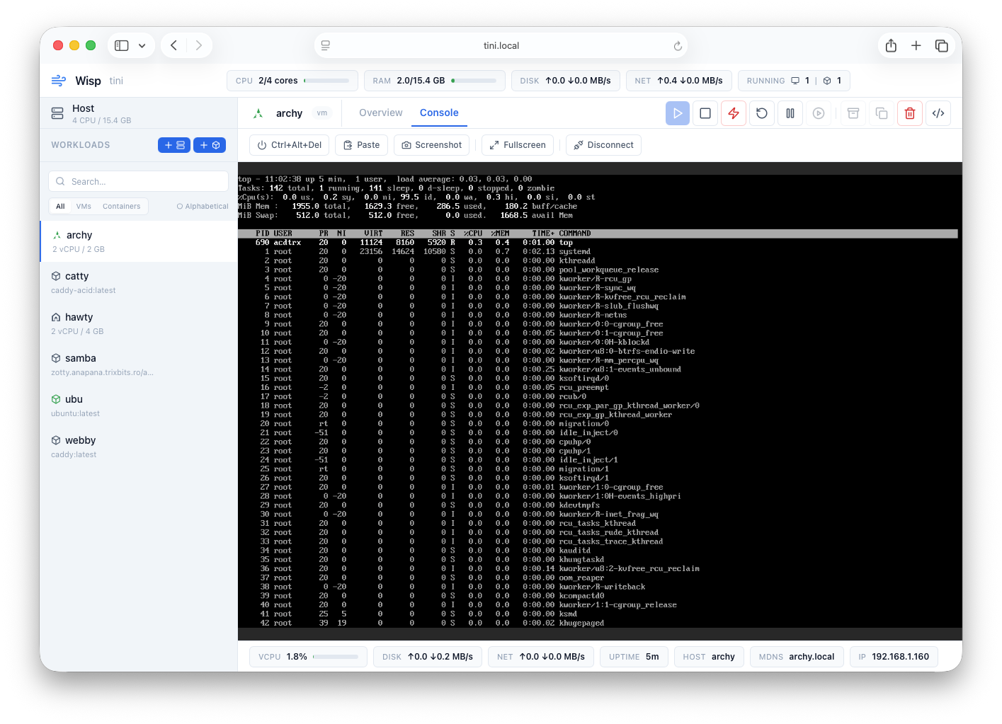 VM console