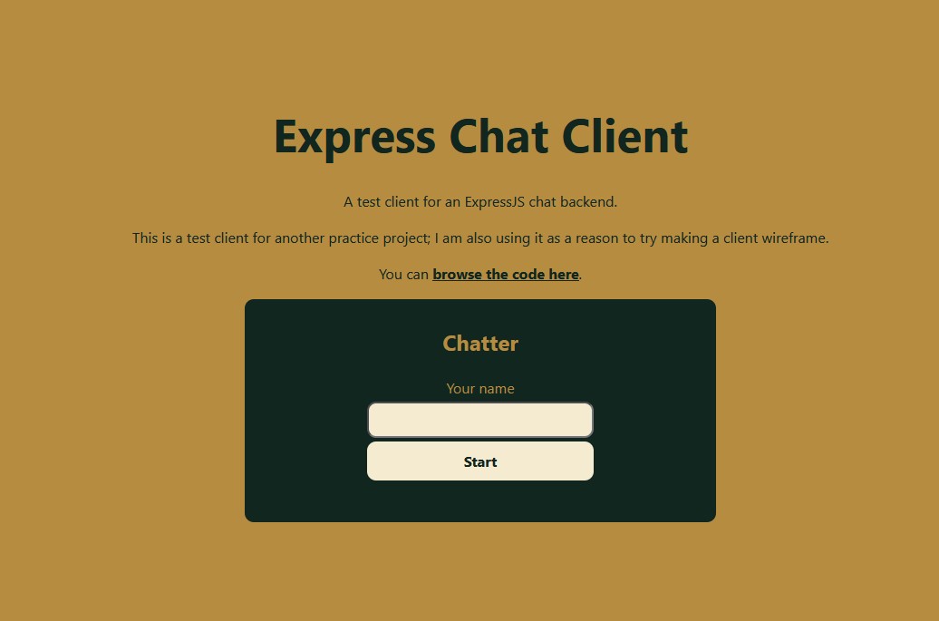 A website showing a panel that asks the user for their name