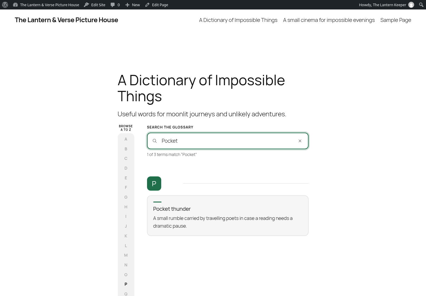 Searching the fictional glossary