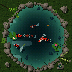 The koi pond by day