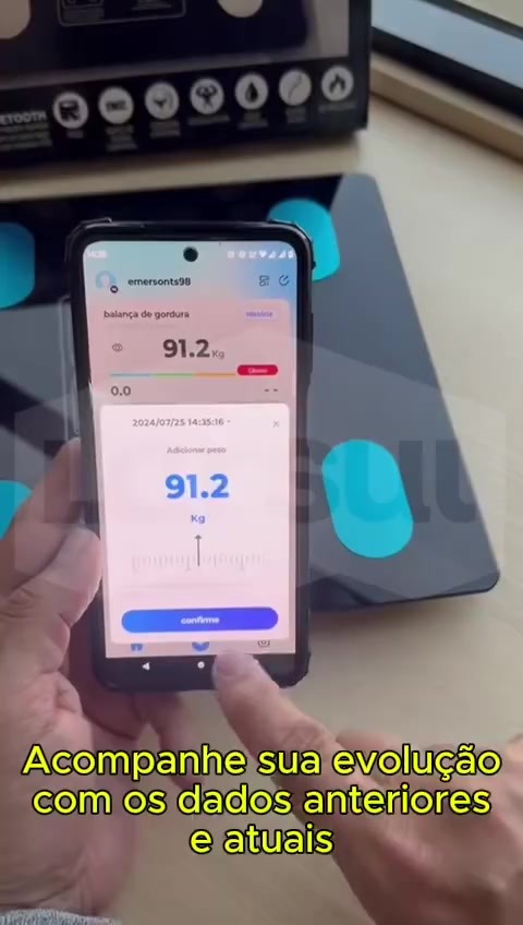 Balança Bioimpedancia Digital Bluetooth Corporal até 180kg Resultado Pelo Celular