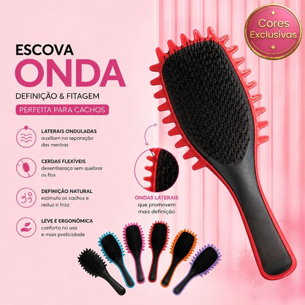 Escova Onda Finalizadora Beauty Flash Definição de Cachos Cabelo Cacheado