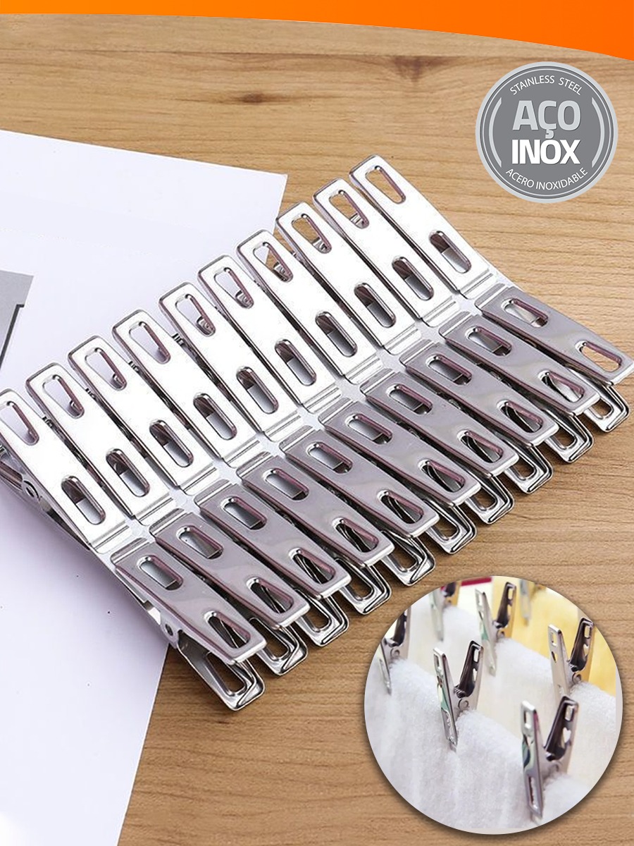 Kit 10 a 50 Grampos Prendedores De Roupa 100% Aço Inox Super Resistentes
