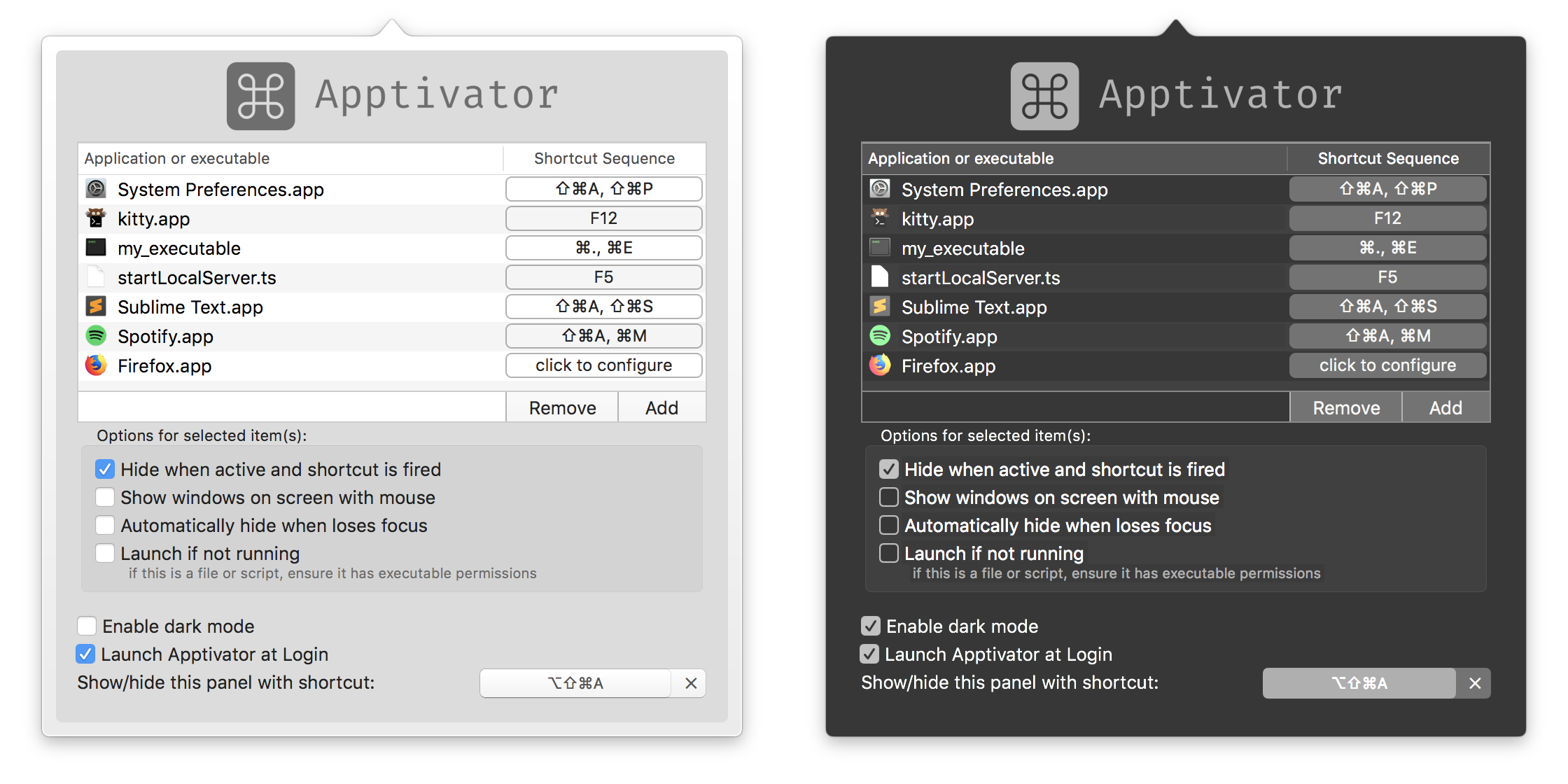 screenshot of apptivator