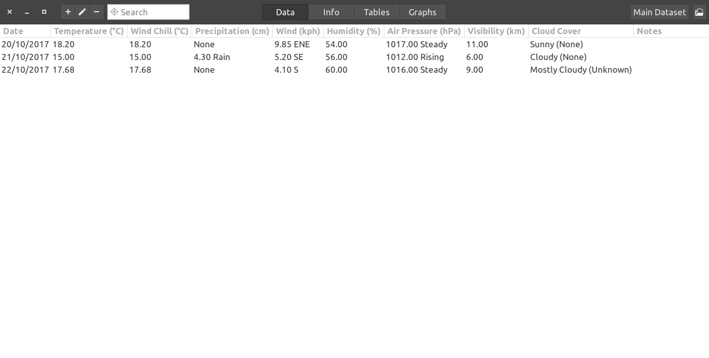 WeatherLog main UI