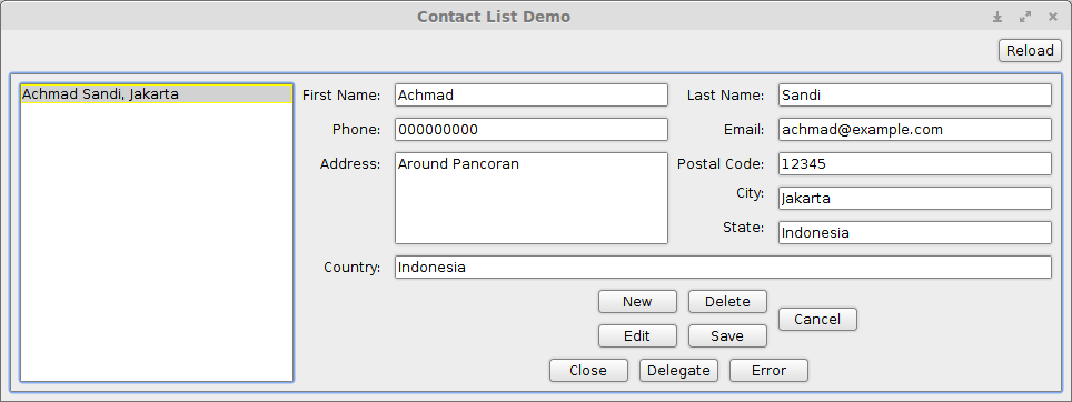 Contact List Demo