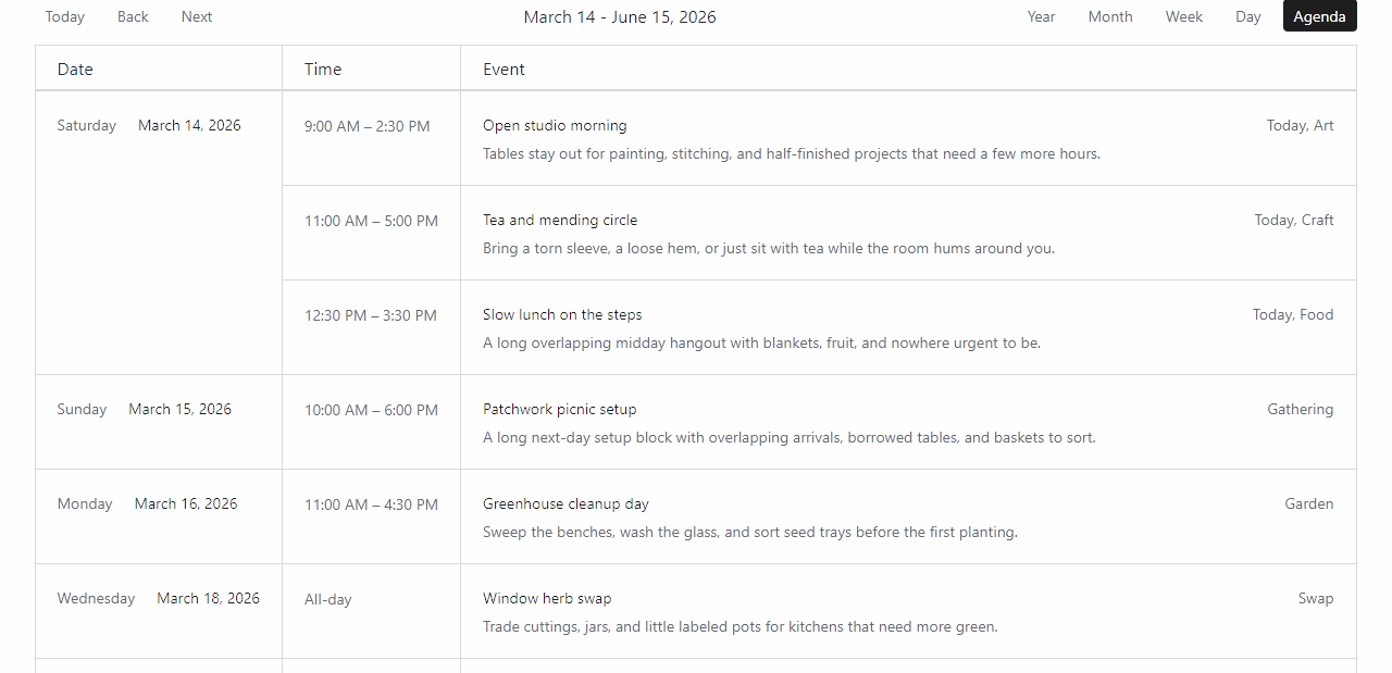 Agenda view preview