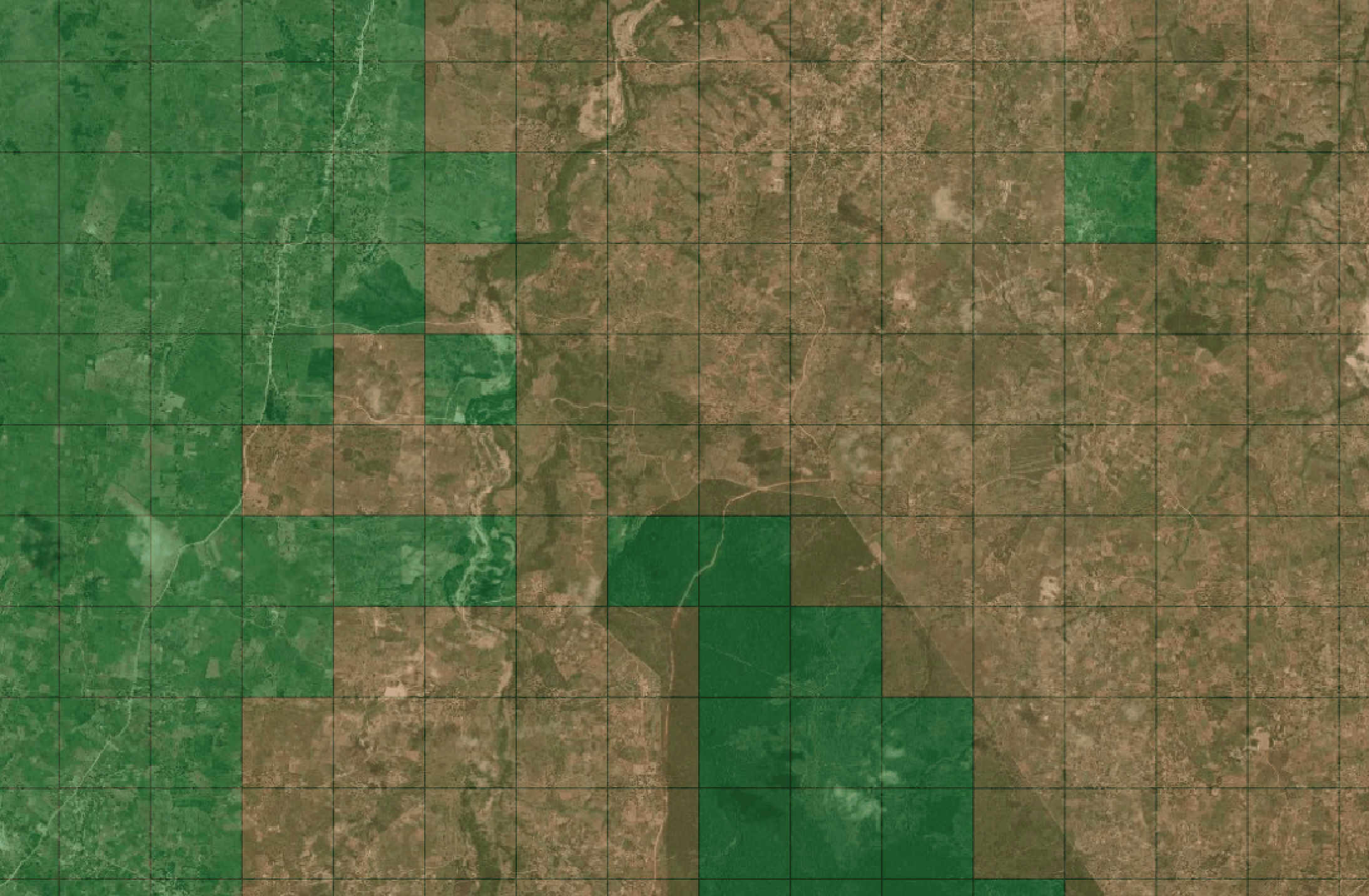 example classification image overlaid over satellite imagery