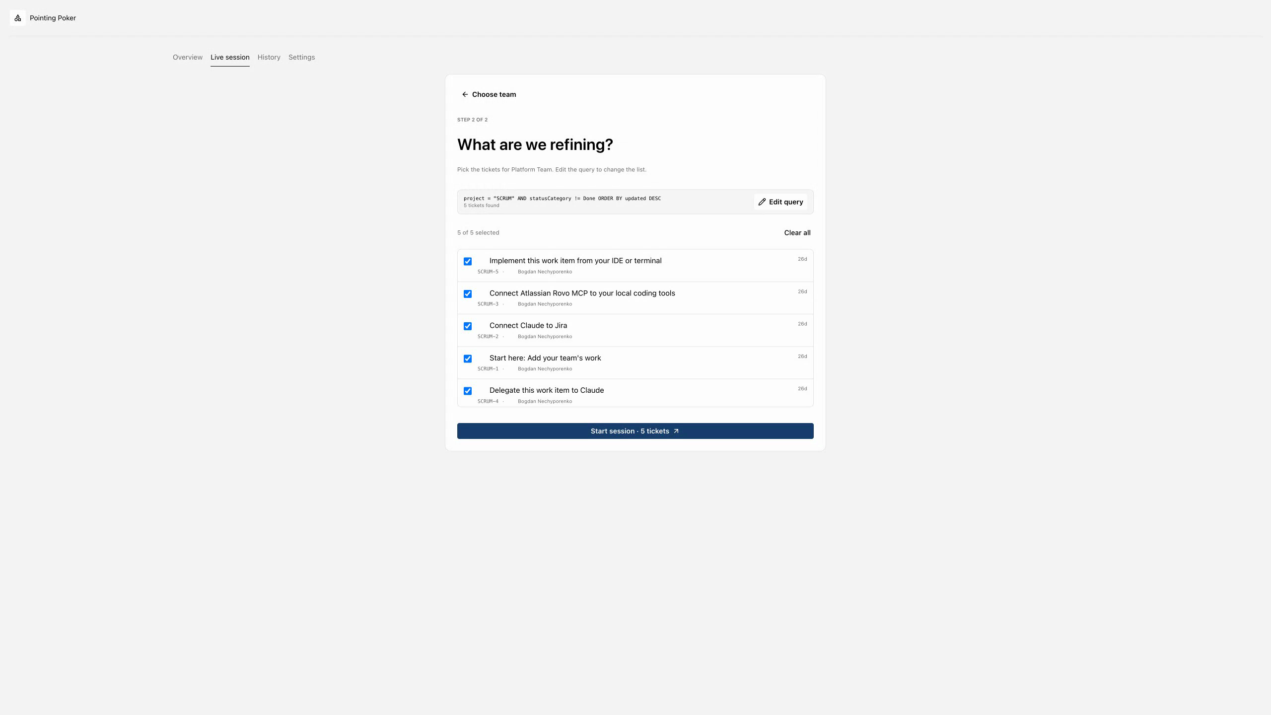 Select the refinement queue with JQL