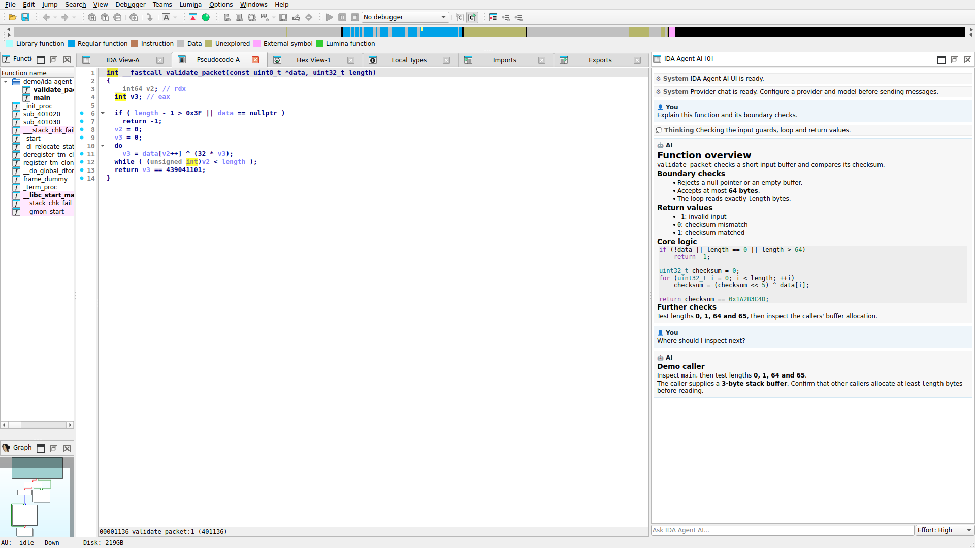 Linux IDA Agent preview at 100% scaling