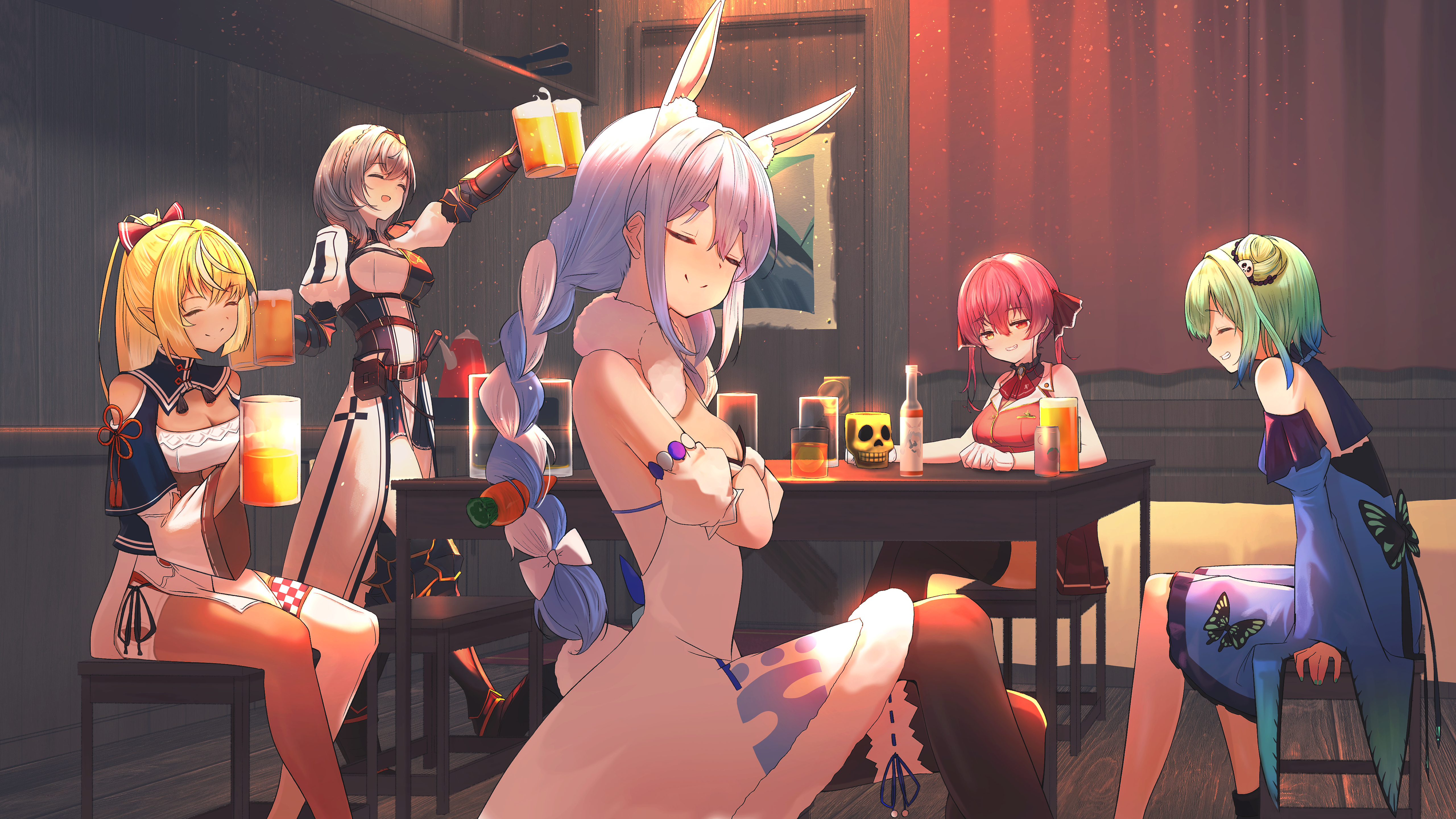 Anime Girls Heterochromia Drunk Tavern Beer  Gaming Mat Desk 43662 - Picture 1 of 1