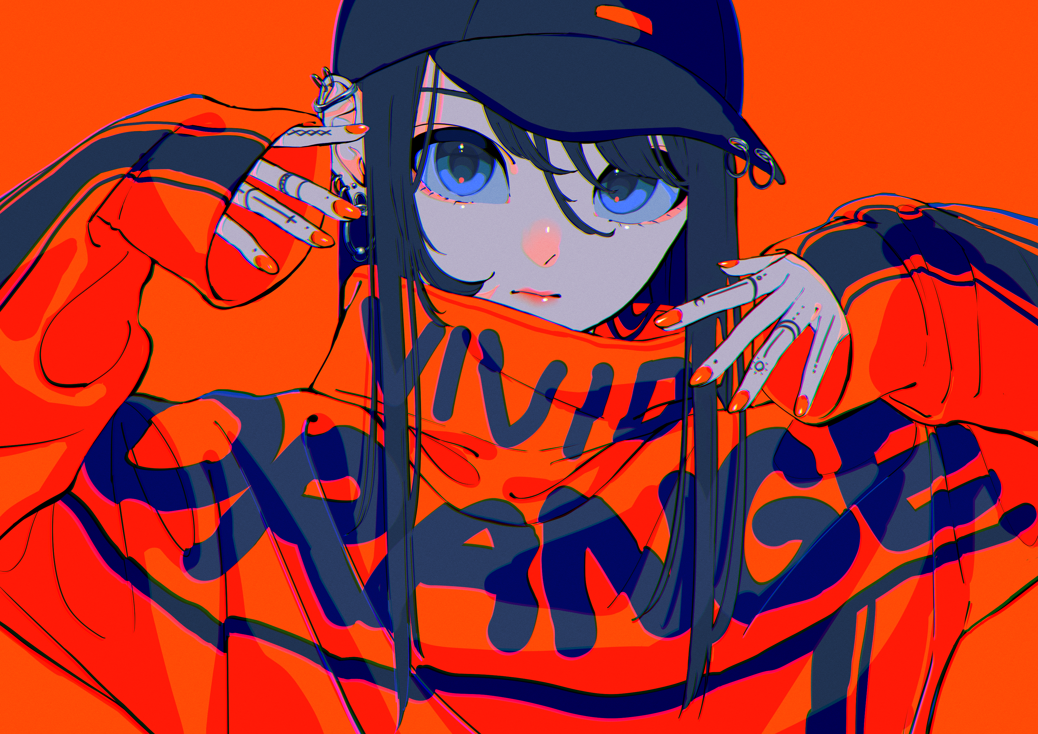 Baseballkappe Anime Mädchen rot Hintergrund blau Augen Spielmatte Schreibtisch 48574 - Bild 1 von 1