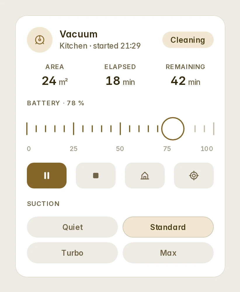 The vacuum card: cleaning the kitchen, its battery, its controls and its suction