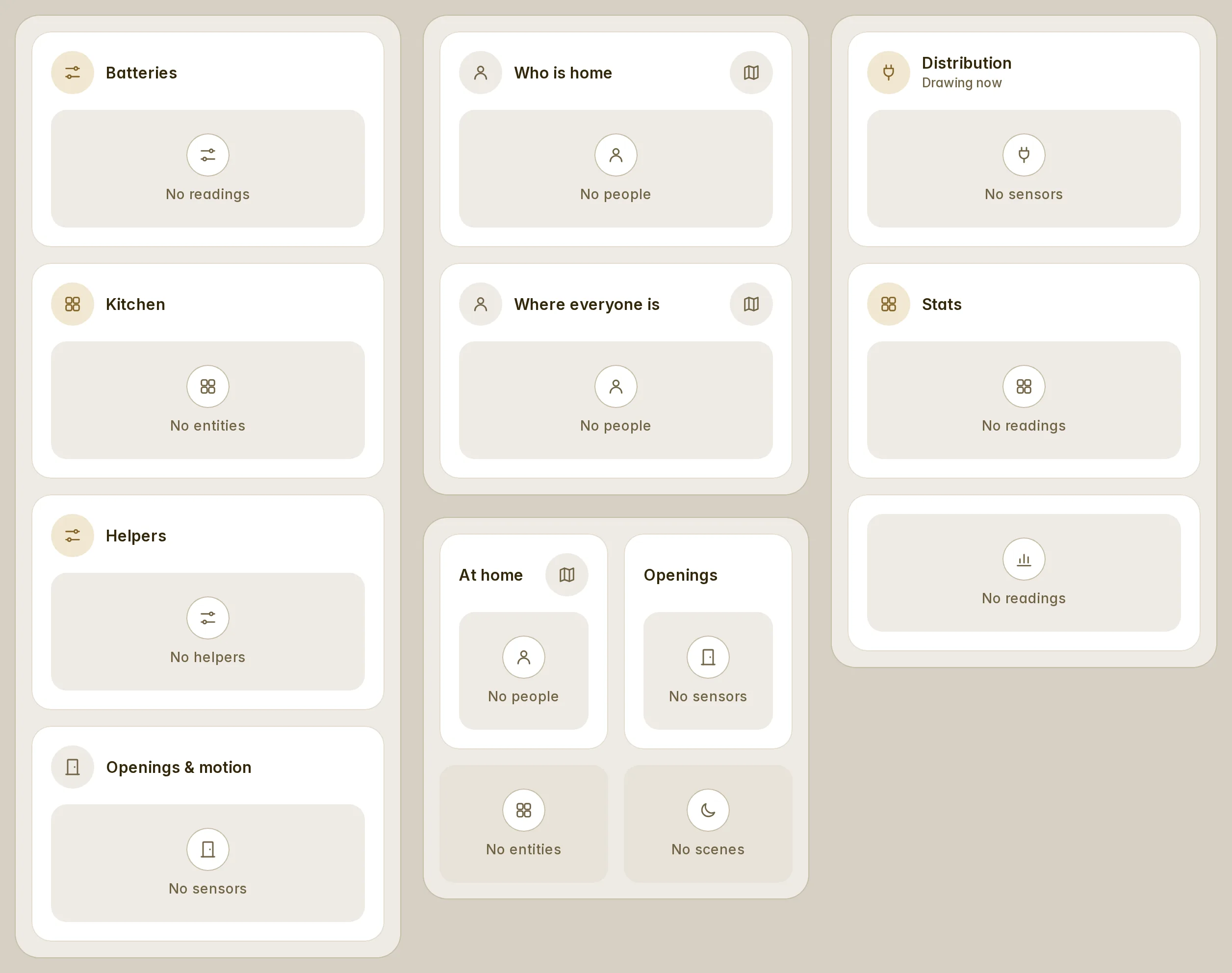 Empty list cards: their head and a short line in their own words instead of an error