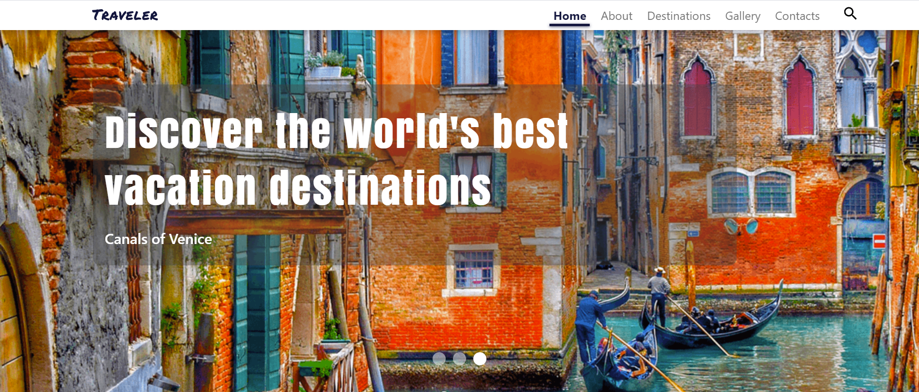 Traveler Website Sample - Home Page