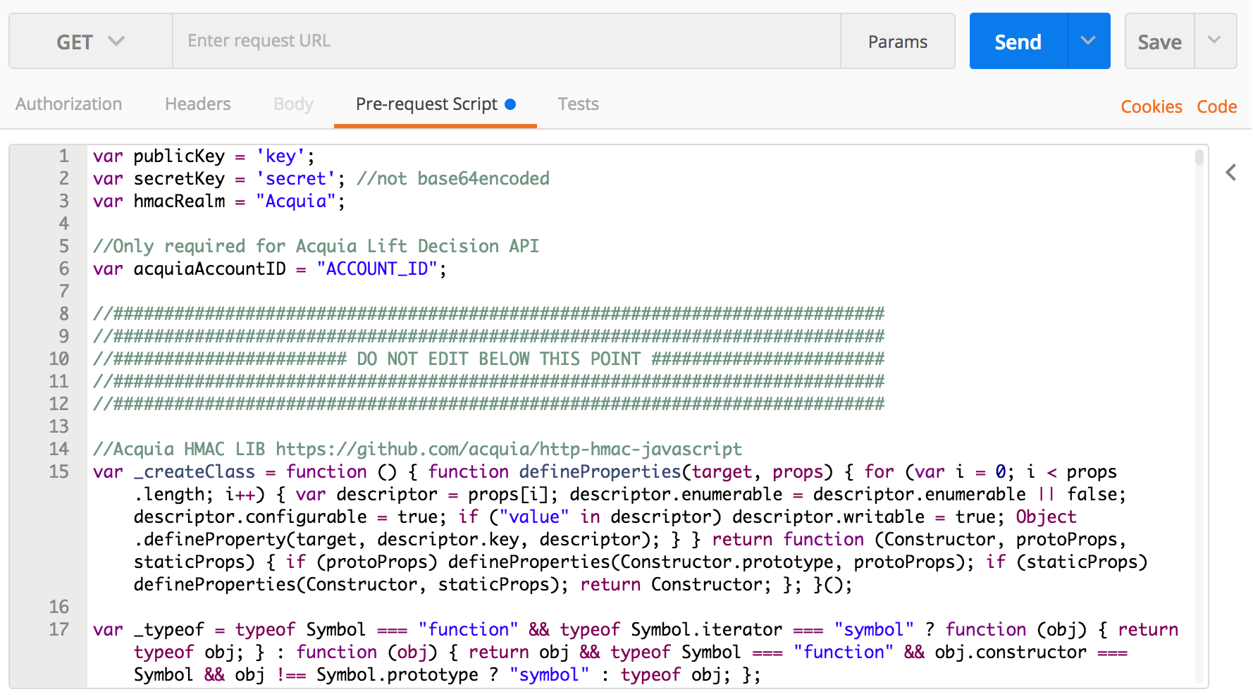 Adding Pre-request Script