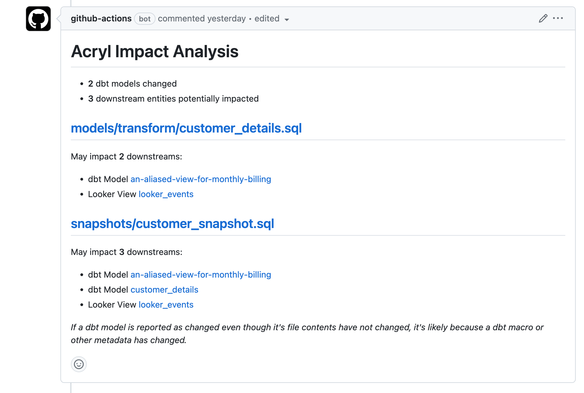 Impact Analysis Screenshot