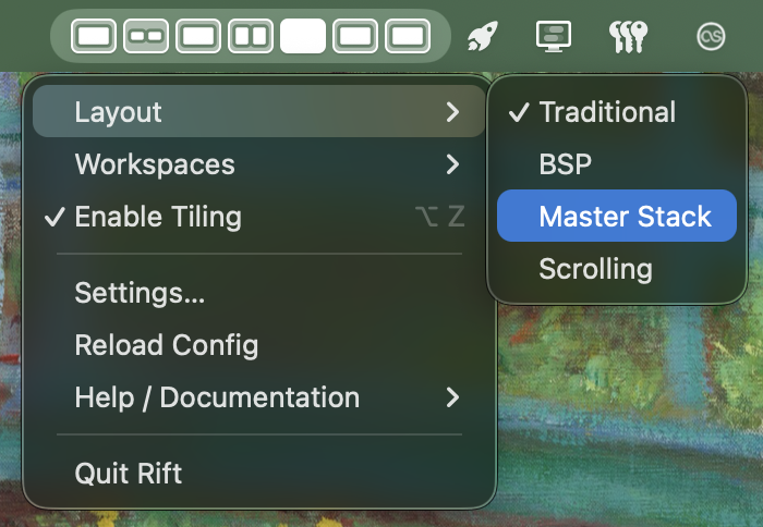 Rift menu bar icon