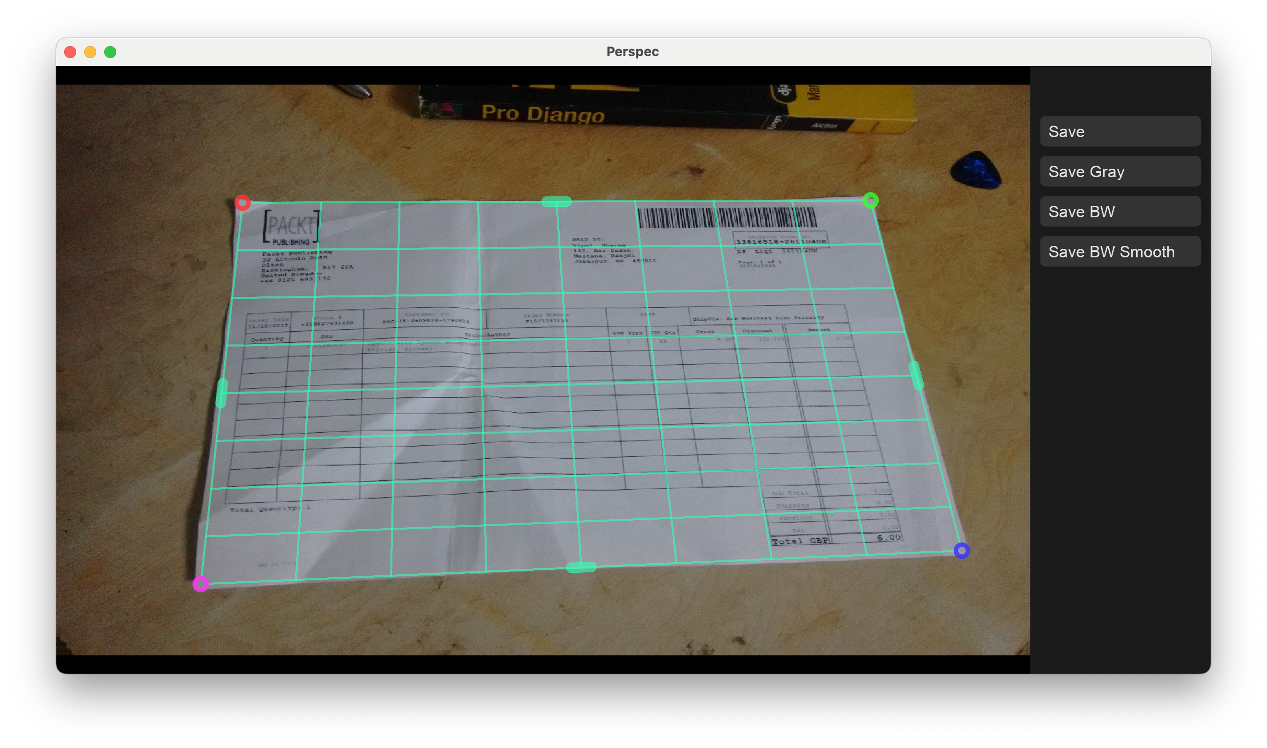 Screenshot of Perspec app