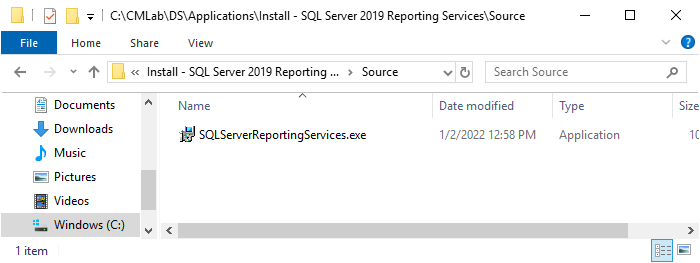 SQL Server Reporting Services setup files copied.