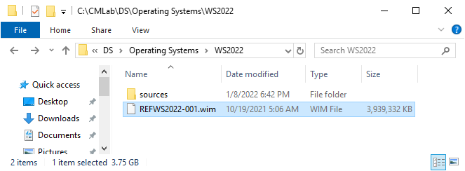 The Windows Server 2022 Standard image copied.