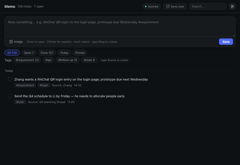 Capture a note; it syncs to GitHub