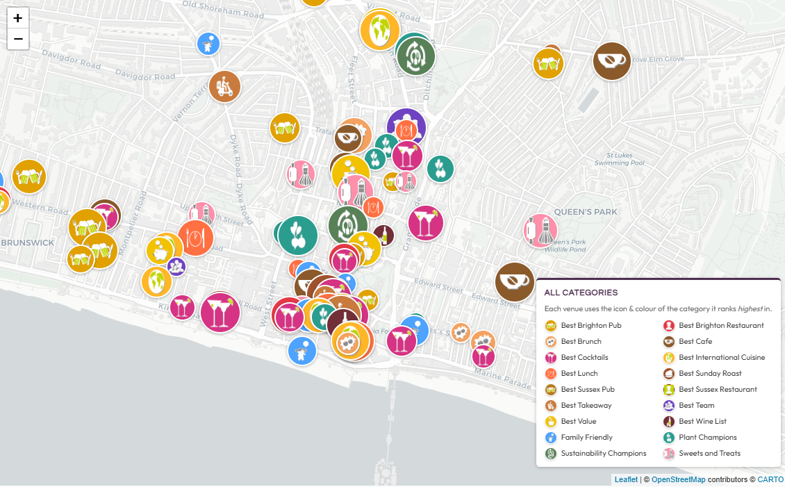 Brighton Restaurant Awards (BRAVO) 2026 — Interactive Map