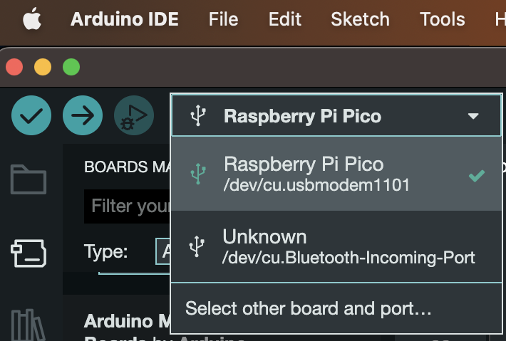 Selecting 3pi+ 2040 in Arduino IDE