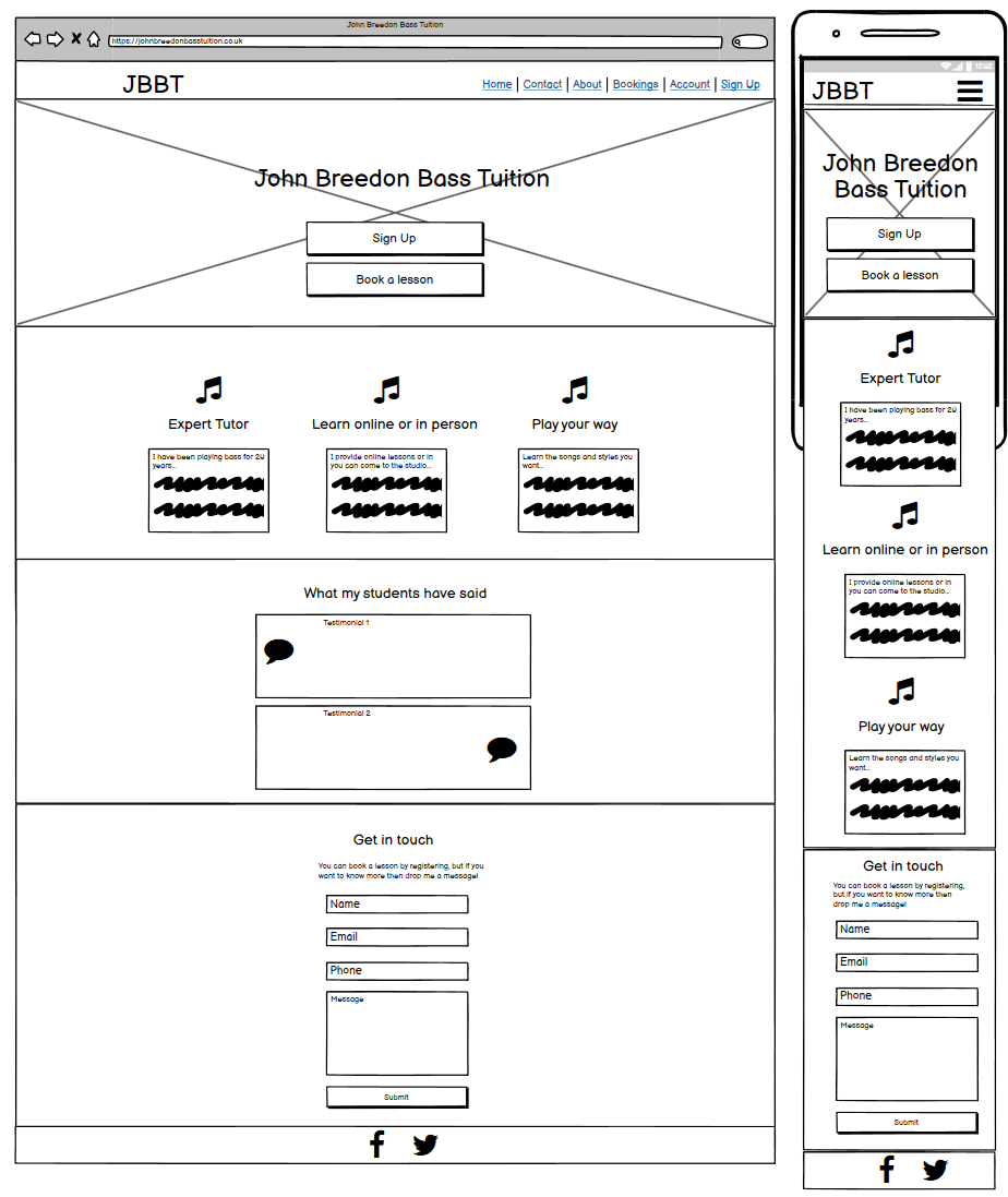 home page wireframes