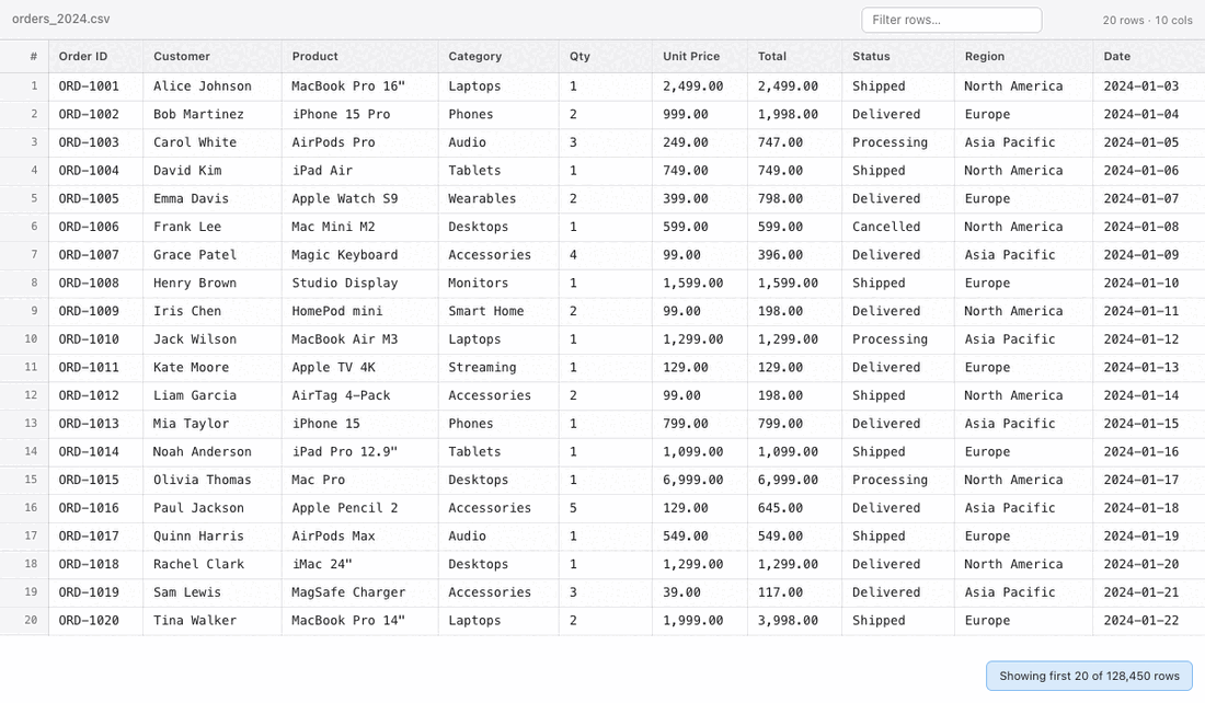CSV Quick Look screenshot 1
